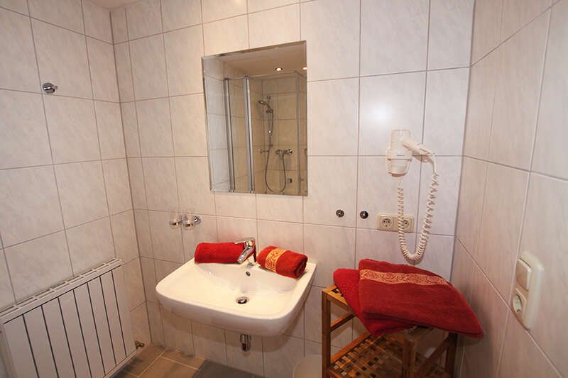 Badezimmer im Appartement Blumenwiese im Haus Martina in Serfaus